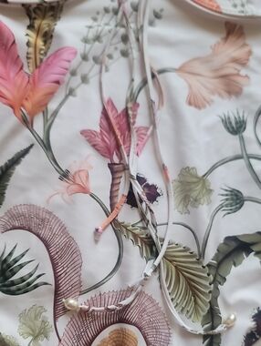 Agua Floral Drawstring One piece Swimsuit. **Altered** Straps Removed